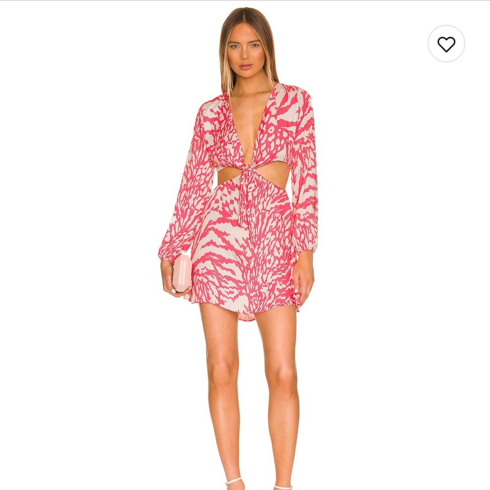 RESA Pink and White Long Sleeve Cutout Mini Dress